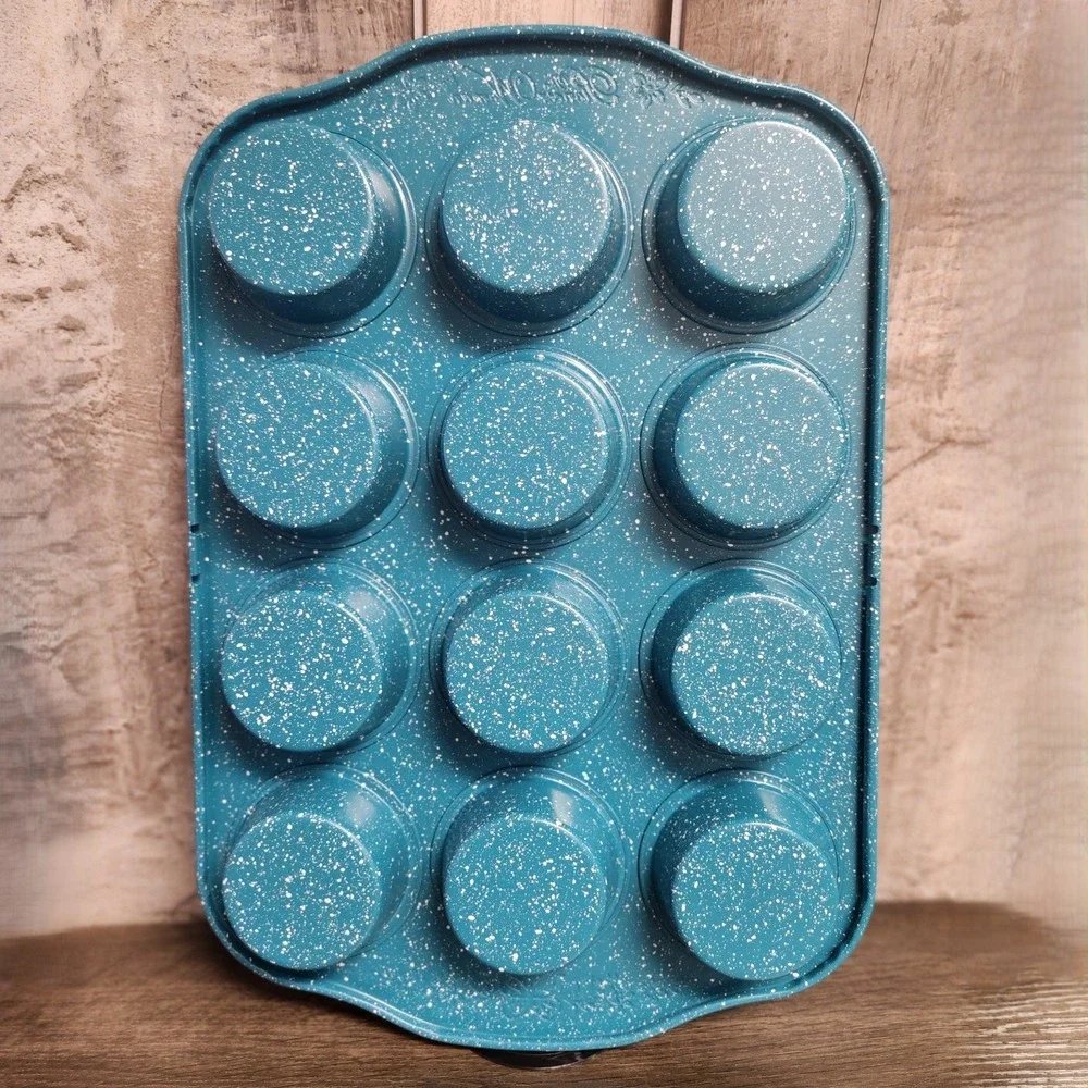The Pioneer Woman Teal Speckle Timeless Nonstick Muffin Cupcake Pan New W/Tags